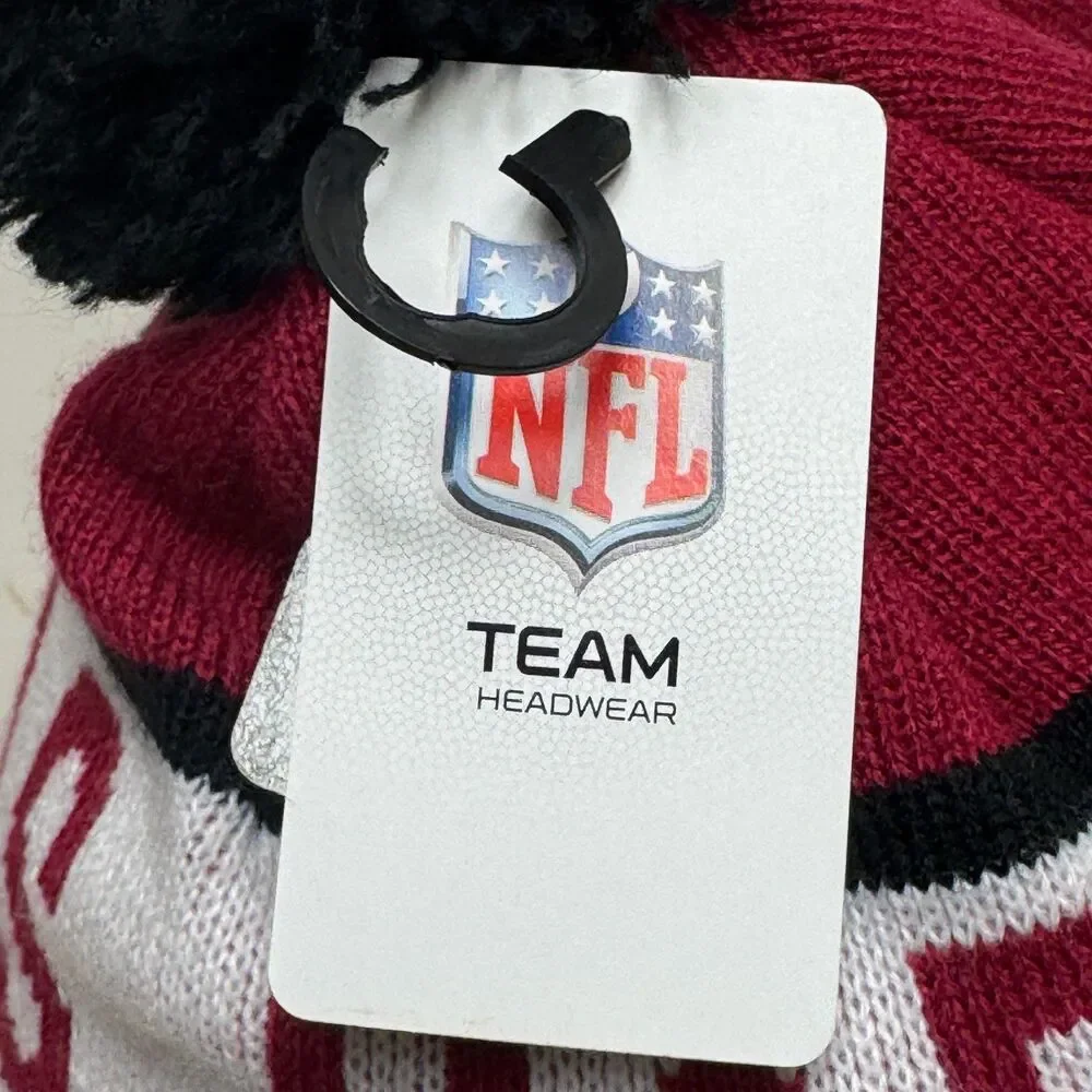 Arizona Cardinals NFL Mens Logo Repeat Cuffed Knit Pom Beanie Hat Red Black OSFM